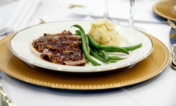 Plated dinner at a wedding